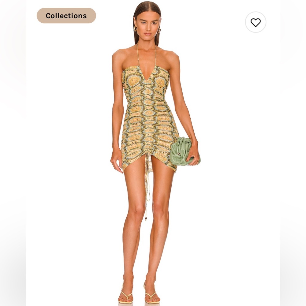 Alexis Vibrant Yellow and Green Patterned Mini Dress